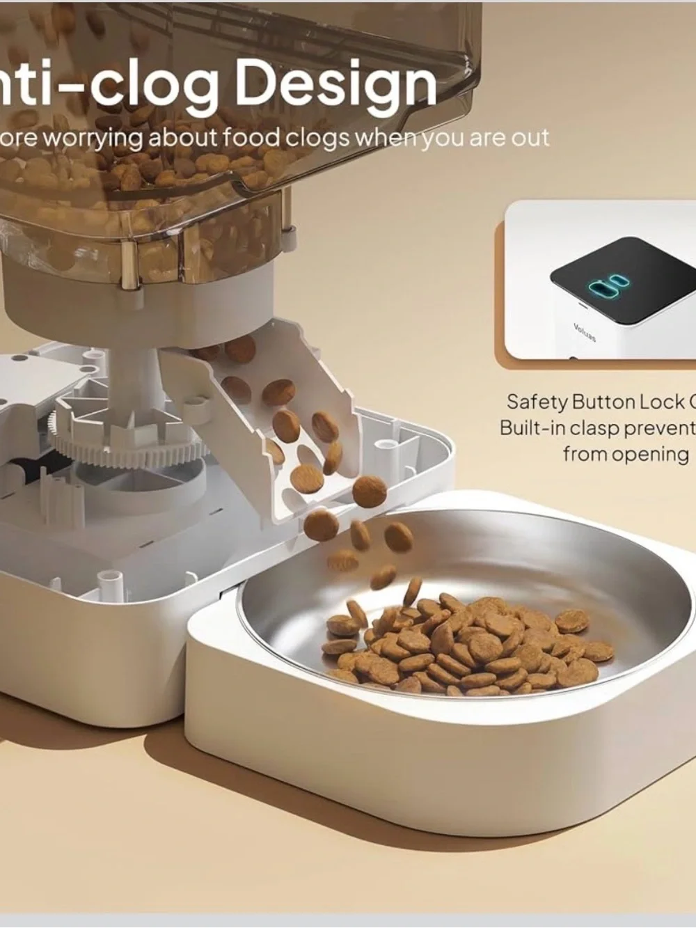 Automatic Pet Feeder - White with Black Top